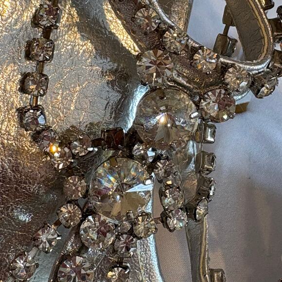 Valerie Stevens Silver Strappy Heel Rhinestone Embellishment 6.5 - Picture 3 of 8